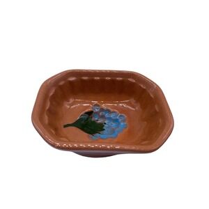 Stangl Pottery Mini Dish Bowl Gelatin Mold Soap Dish Plate Tan Brown Blue Floral
